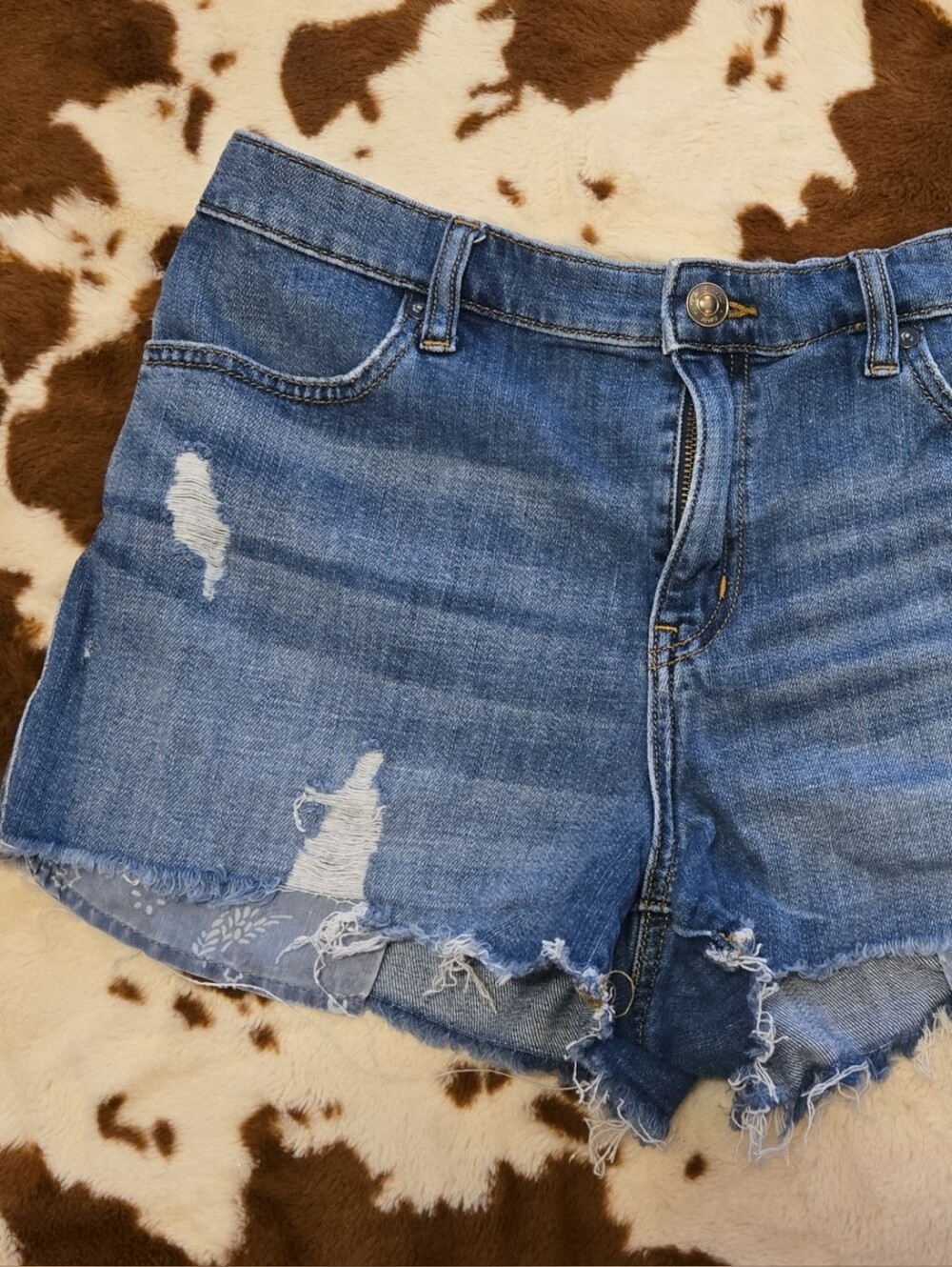 aerie Distressed Light Blue Denim Jean Shorts